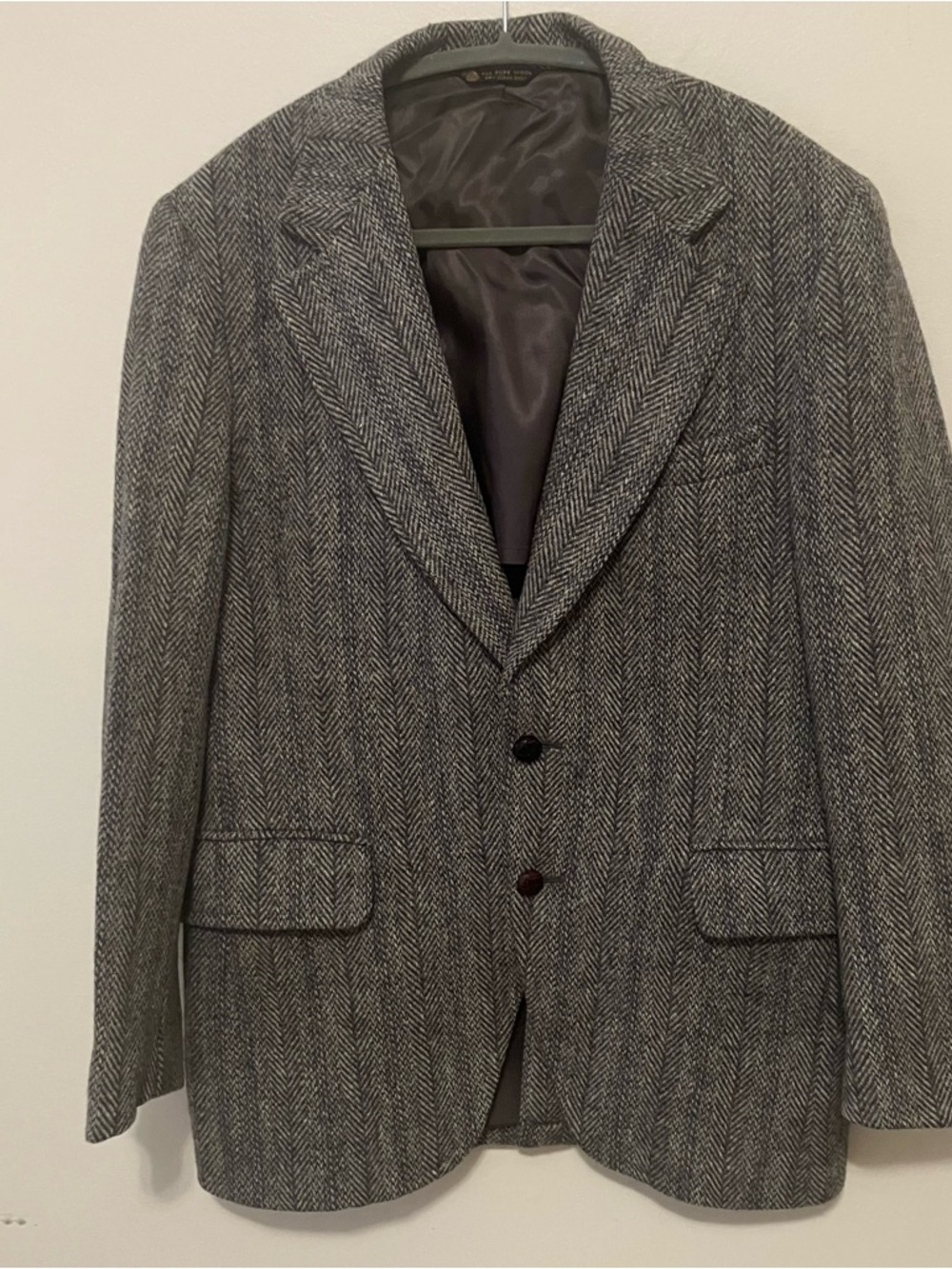 VTG Harris Tweed Blazer Men’s 40S Gray Scottish Wool Jacket Preppy Old Money